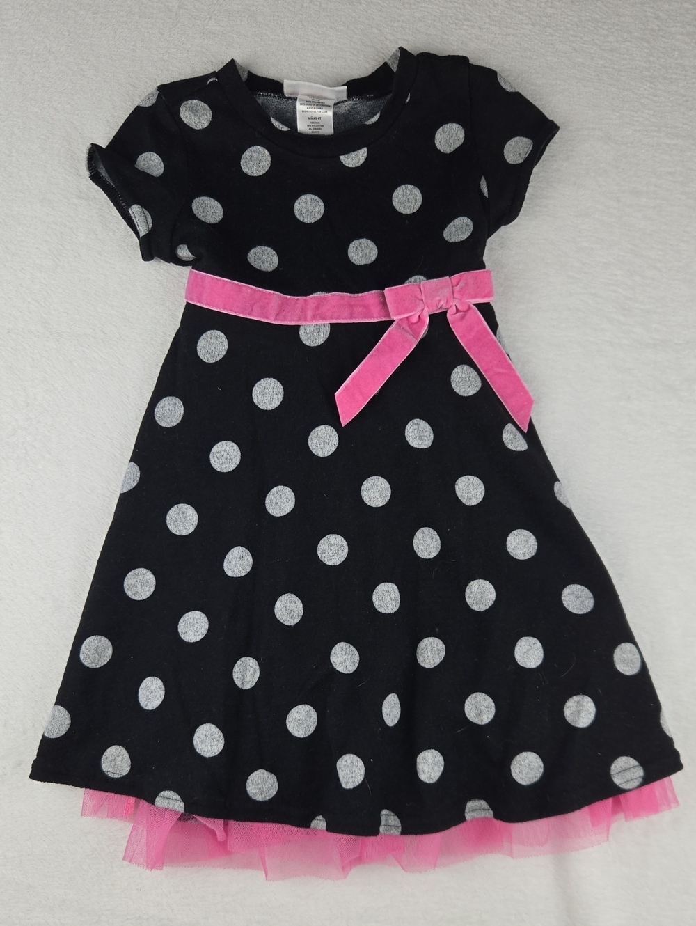Sweet Heart Rose Black Pink Polka Dot Dress Size 4T Sleeveless Belt
